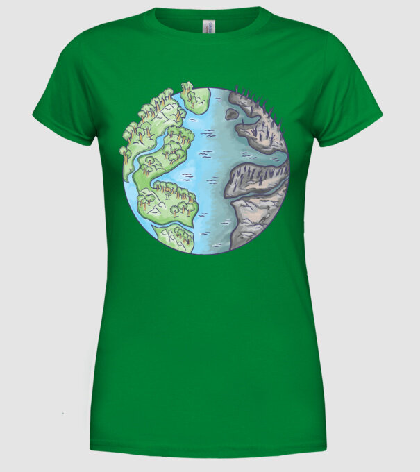 Distrugerea Pământului model verde pe tricou