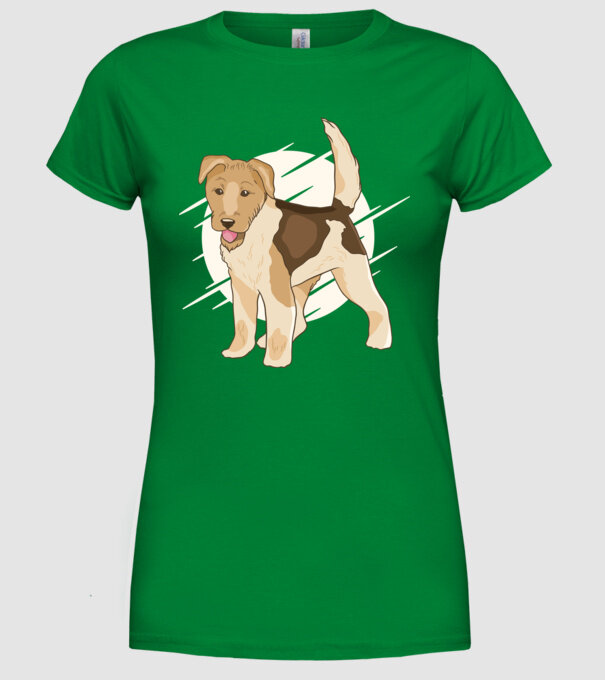 Fox Terrier model verde pe tricou