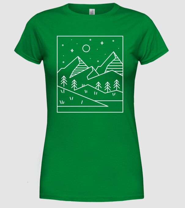 Peisaj geometric model verde pe tricou