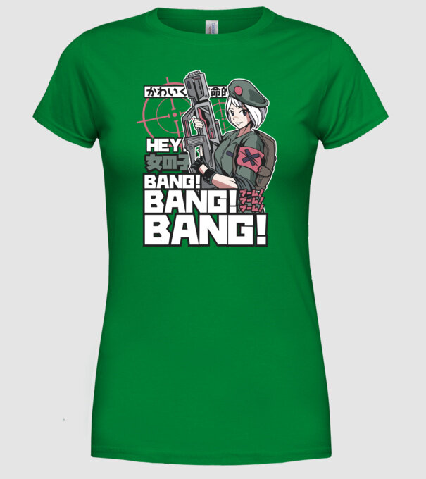 Fată Anime Gerilla model verde pe tricou