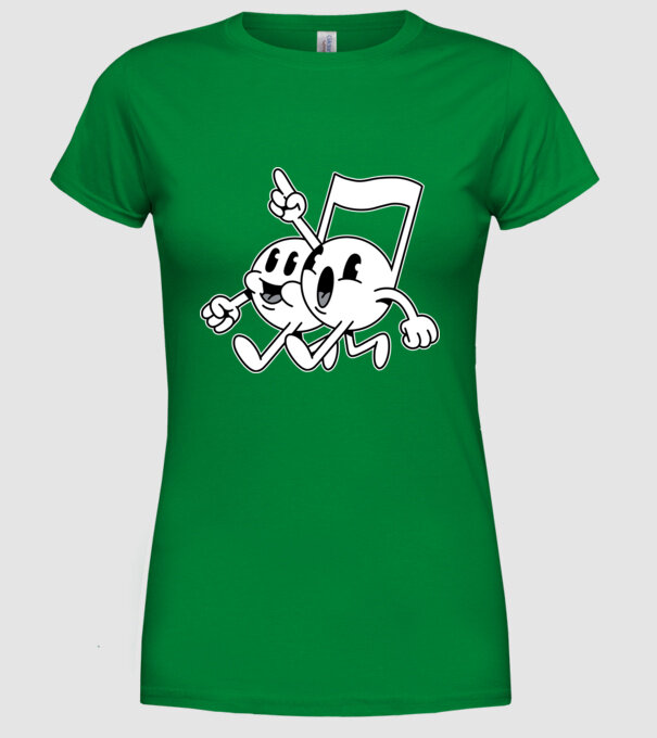 Note muzicale model verde pe tricou