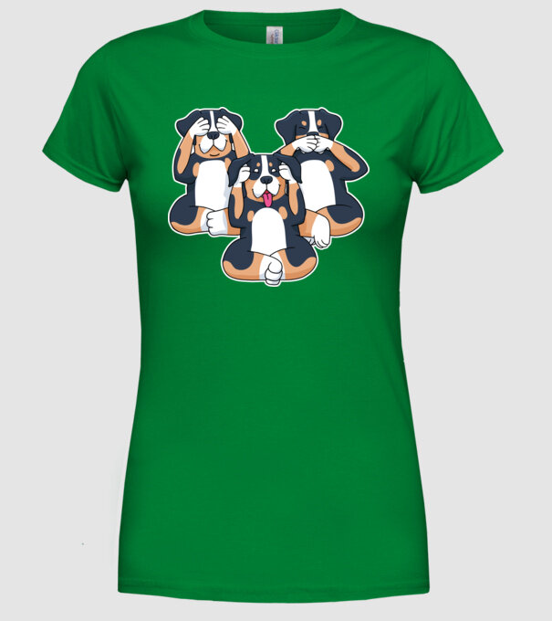 Trei câini model verde pe tricou