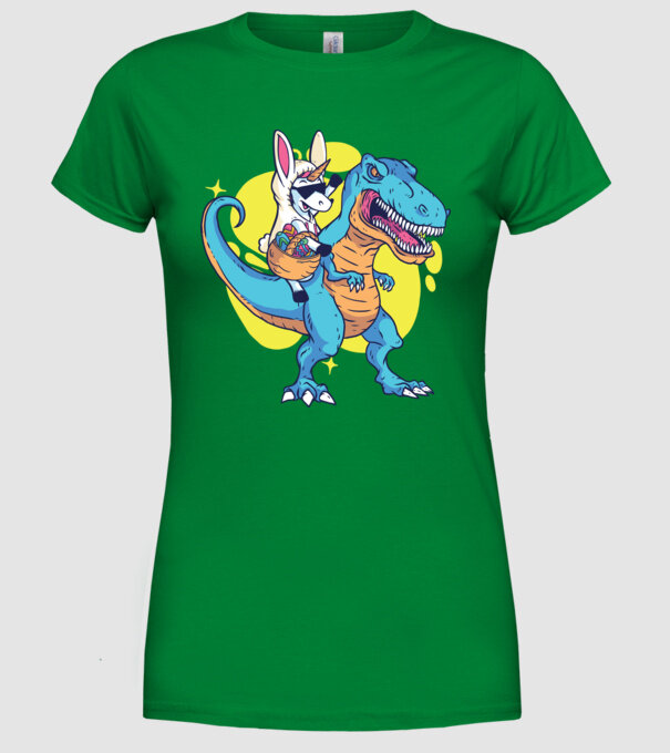 Dinozaur de Paște model verde pe tricou
