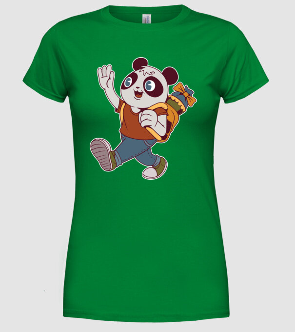 Panda școlar model verde pe tricou