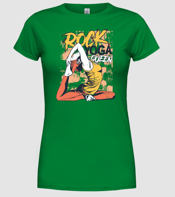 Regina Yoga model verde pe tricou