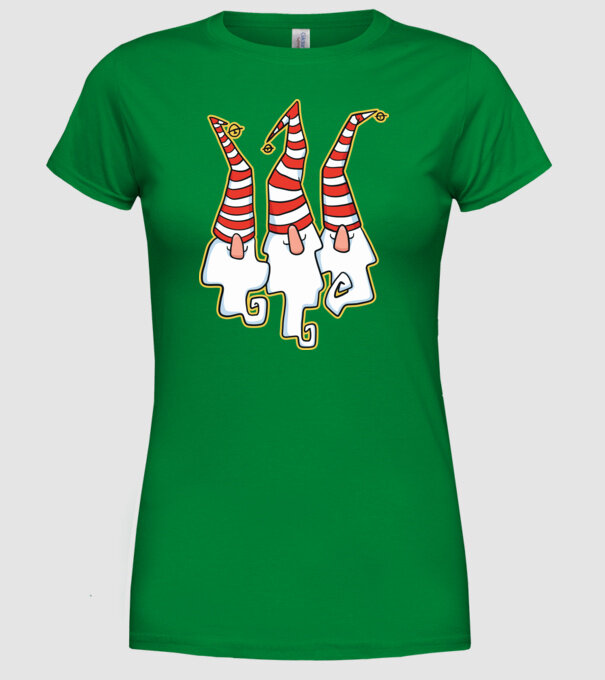 Elfi de Crăciun model verde pe tricou