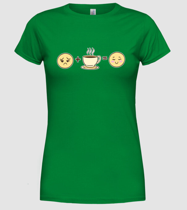Cafea Fericire model verde pe tricou
