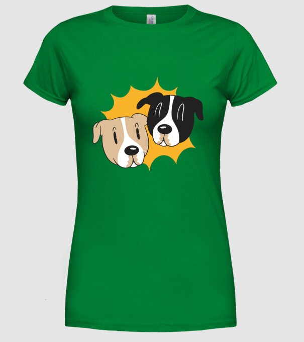 Capete de câini model verde pe tricou