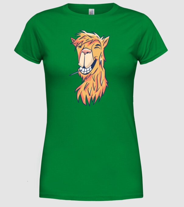 Cap de Lama model verde pe tricou