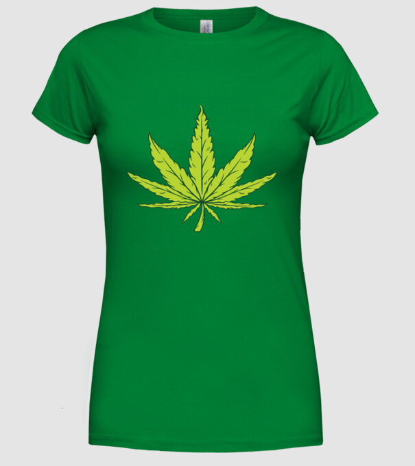 Frunză de marijuana model verde pe tricou