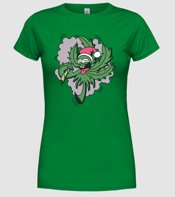 Marijuana Santa model verde pe tricou