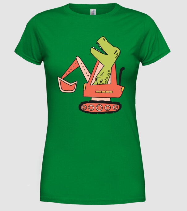 Excavator dinozaur model verde pe tricou