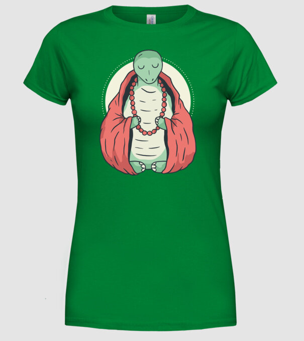 Broasca țestoasă care meditează model verde pe tricou