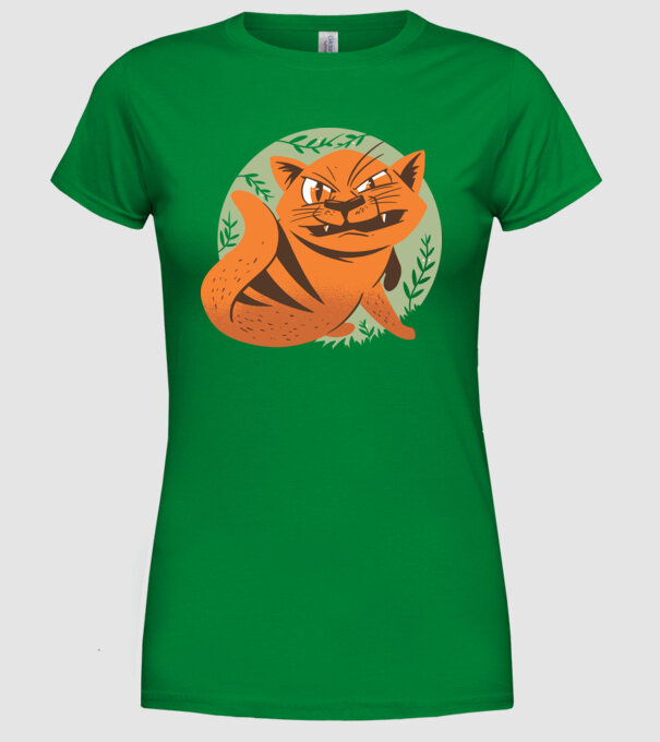 Pisică Supărată model verde pe tricou