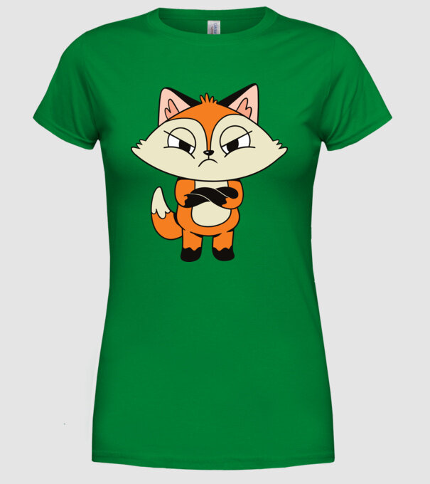 Vulpe furioasă model verde pe tricou