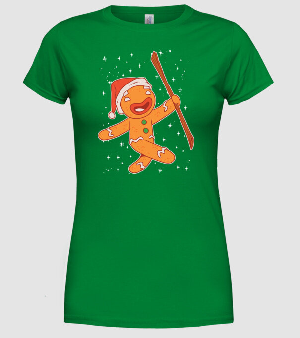 Turtă dulce Moș Crăciun tricou model verde pe tricou