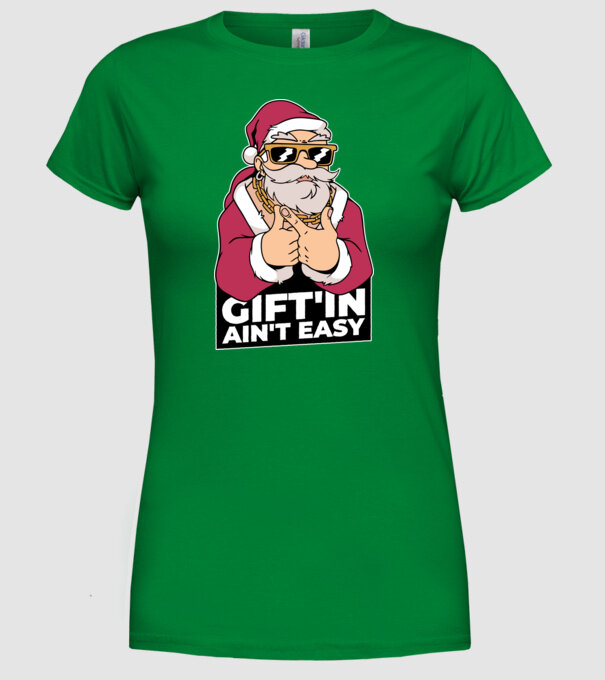 Moș Crăciun Gangster - tricou amuzant Crăciun model verde pe tricou