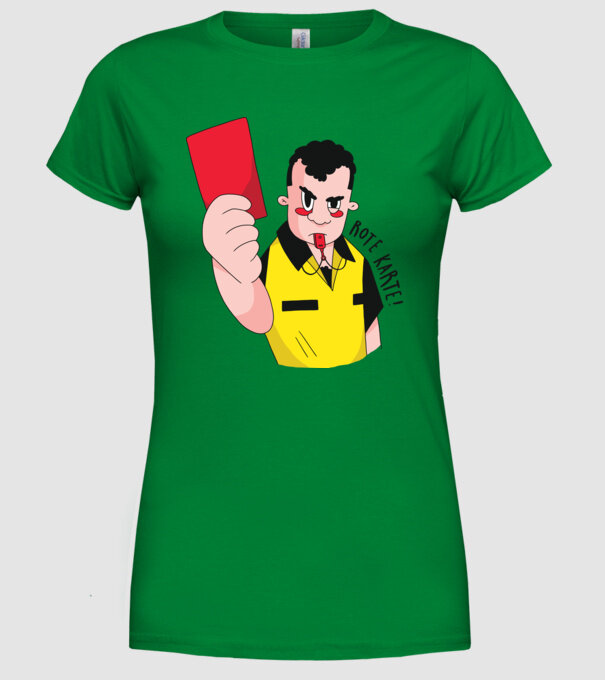 Cartonaș roșu model verde pe tricou