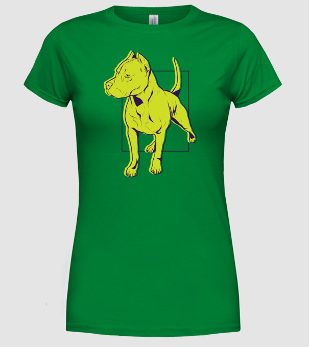 Câine Pitbull model verde pe tricou