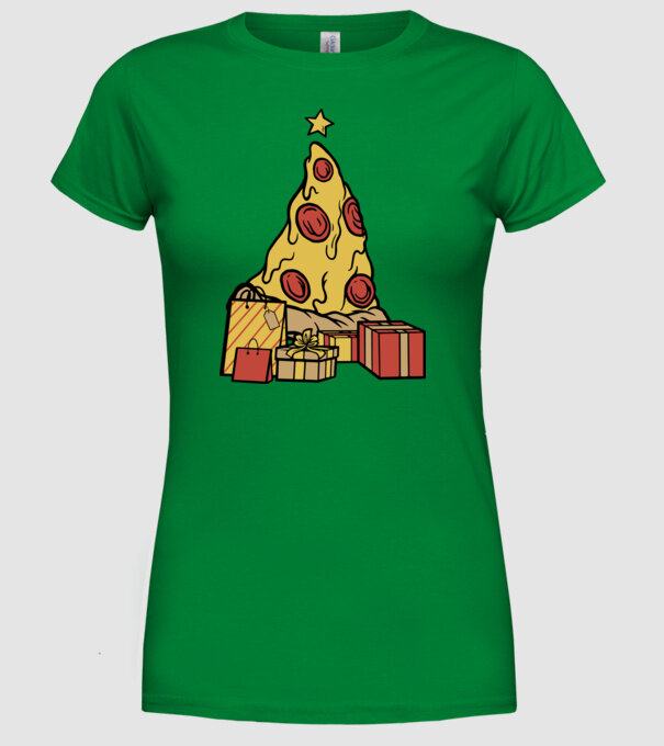 Pizza pom de Crăciun model verde pe tricou