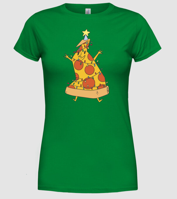 Pizza pom de Crăciun model verde pe tricou