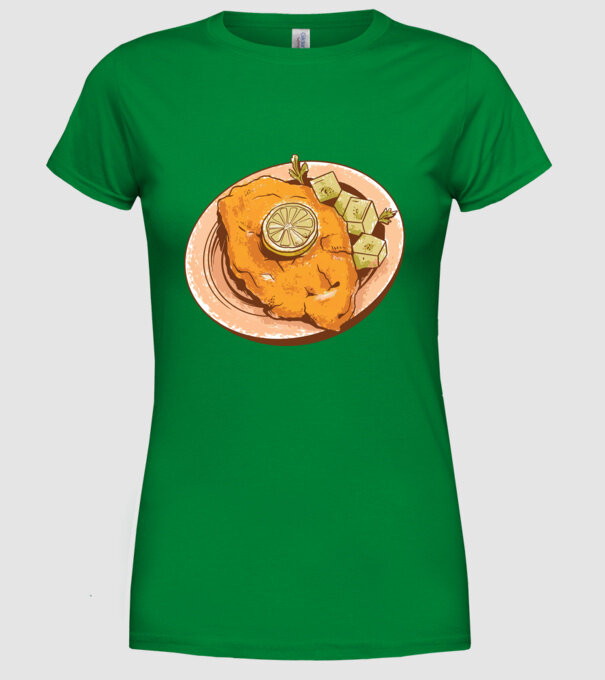 Șnițel vienez Wiener Schnitzel model verde pe tricou