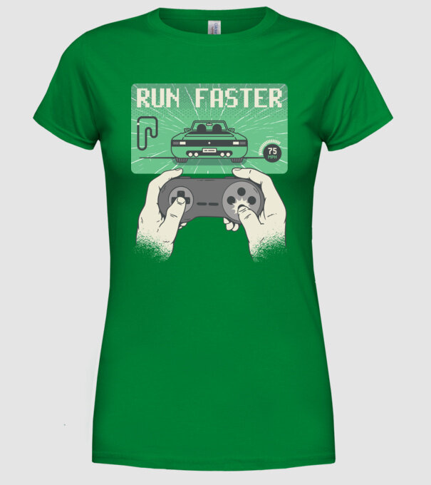 Retro gamer Outrun model verde pe tricou