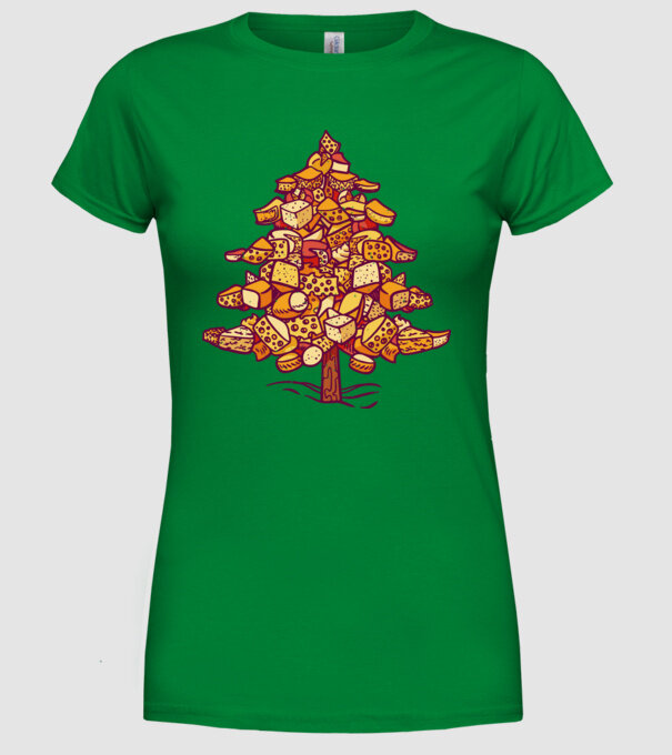 Pom de Crăciun cu Brânză model verde pe tricou