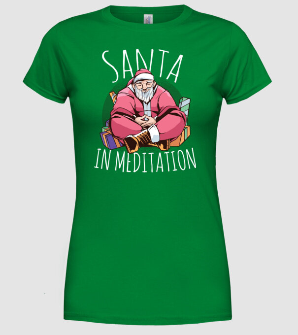 Santa Meditație model verde pe tricou