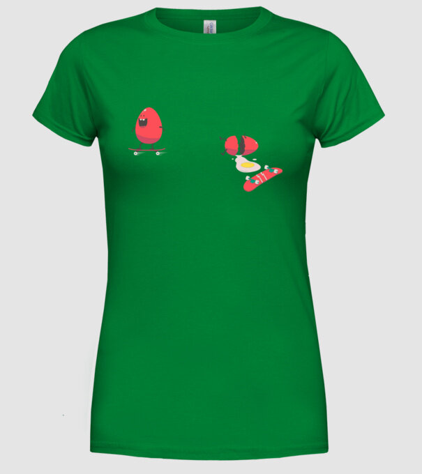 Skateboard Eggs model verde pe tricou