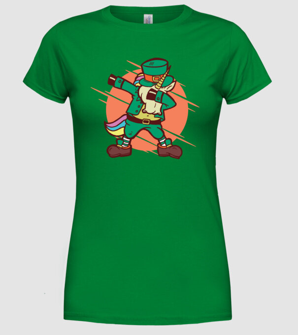 St Patrick Unicorn DAB model verde pe tricou