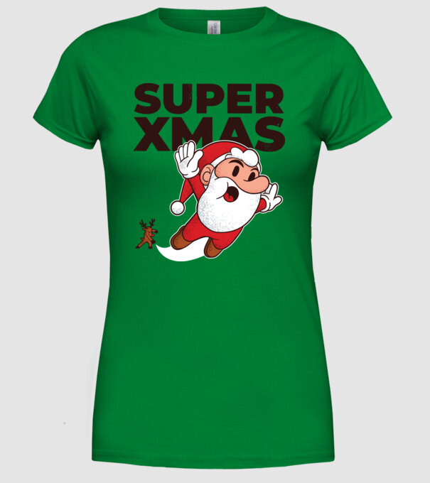 Super Moș Crăciun tricou de Crăciun model verde pe tricou