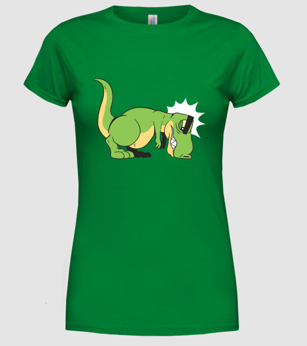 T-rex Push-up model verde pe tricou