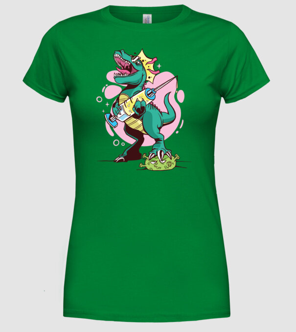 T-rex Vaccin model verde pe tricou