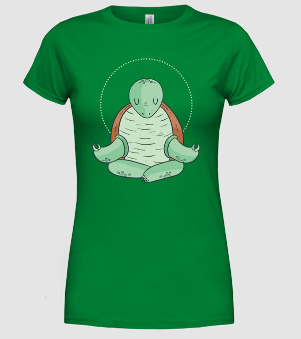 Broască țestoasă Yoga model verde pe tricou