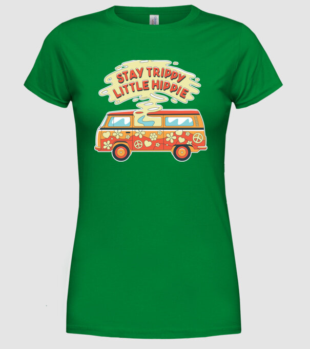 Trippy Microbuz Hippi model verde pe tricou