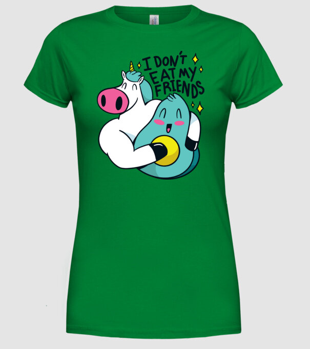 Unicorn Avocado Prietenie model verde pe tricou