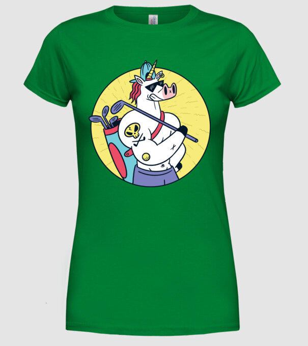 Unicorn Golf model verde pe tricou