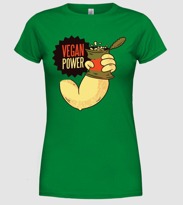 Putere vegan model verde pe tricou