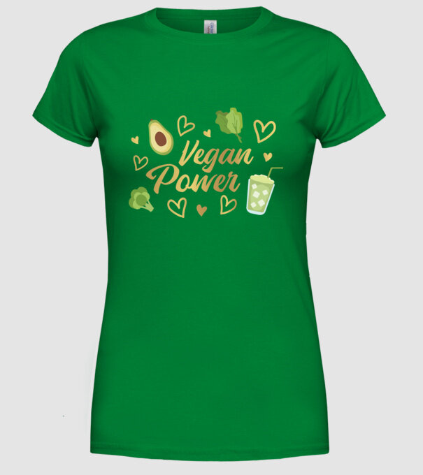 Vegan Power tricou vegan model verde pe tricou