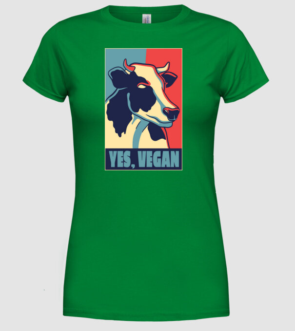 Yes, Vegan model verde pe tricou