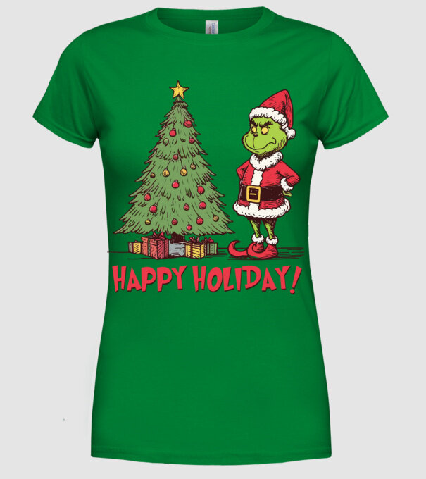 Happy Holiday Grinch model verde pe tricou
