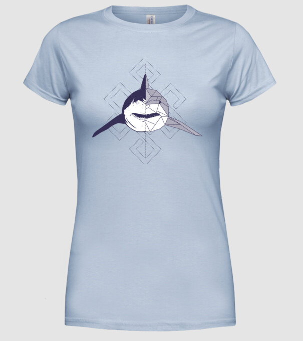 Rechin abstract model albastru deschis pe tricou
