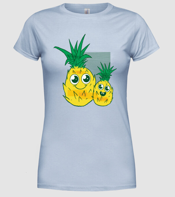 Familie Ananas model albastru deschis pe tricou