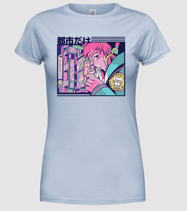 Anime Țigaretă model albastru deschis pe tricou