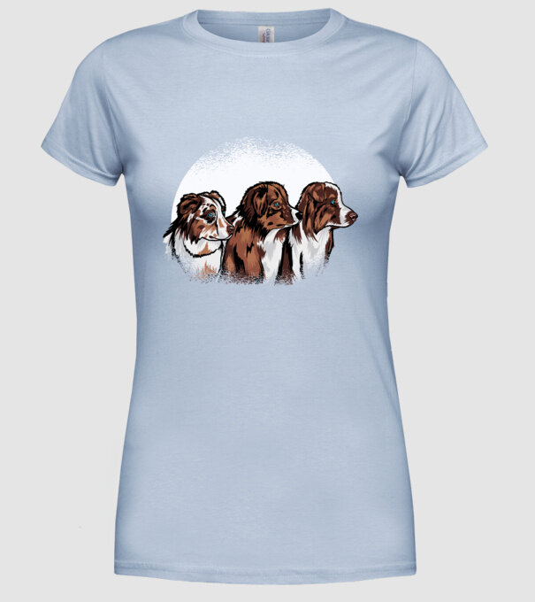 Câine ciobănesc Australian model albastru deschis pe tricou