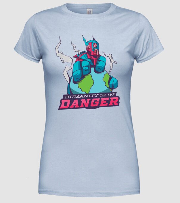 Omenirea în pericol model albastru deschis pe tricou
