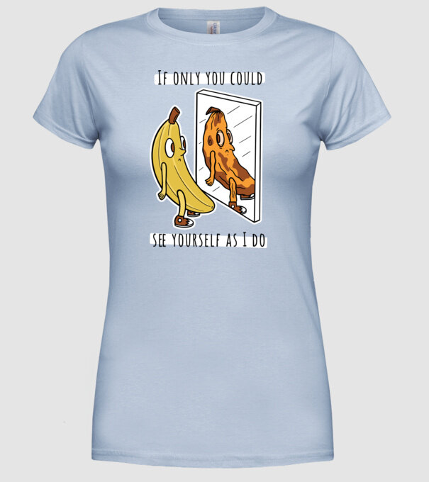 Oglindă Banană model albastru deschis pe tricou