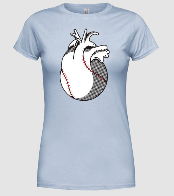 Inimă Baseball model albastru deschis pe tricou