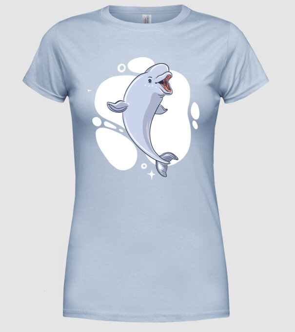 Balenă Beluga model albastru deschis pe tricou